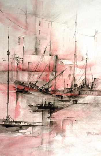 Port abandonn - aquarelle