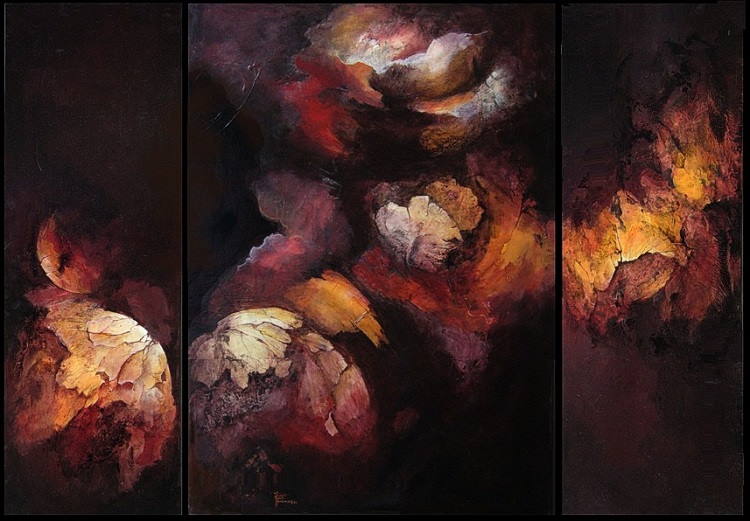COLLISION - triptych by Fabienne QUINSAC - abstract painting
