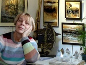 French painter Fabienne Quinsac in her studio