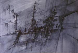 aquarelle bleue - marine