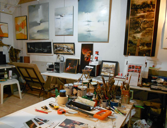 French contemporary painter Fabienne Quinsac's studio