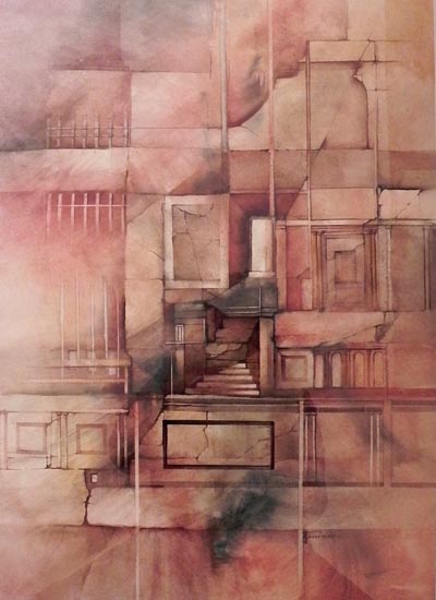 Jail of Pink Marble - watercolor