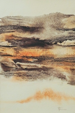 Coule de lave (2), de Fabienne Quinsac - goudron et terre