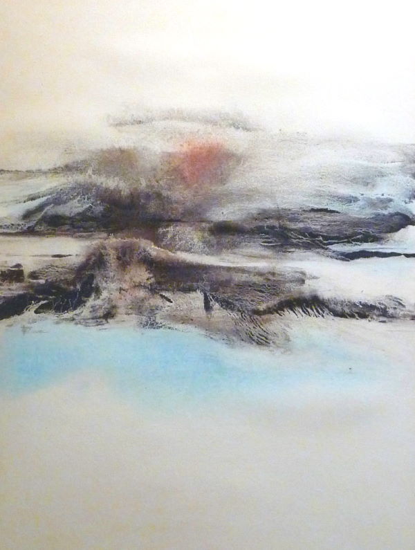 Sble bleu c / Sable de Loire - goudron et aquarelle